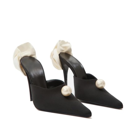 Women's Floral Pearl Pointed Toe Open Toe Shoes