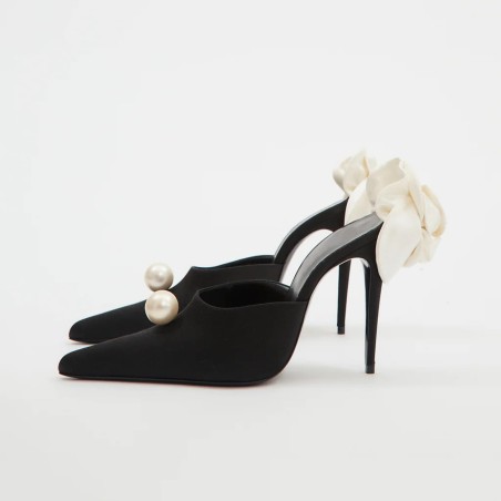 Women's Floral Pearl Pointed Toe Open Toe Shoes
