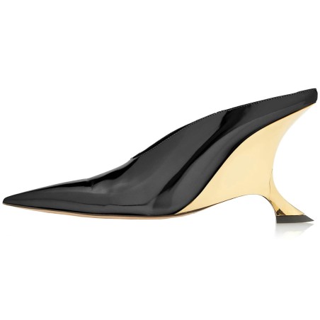 Women's Metal Wedge Pointed Toe Open Back High Heels