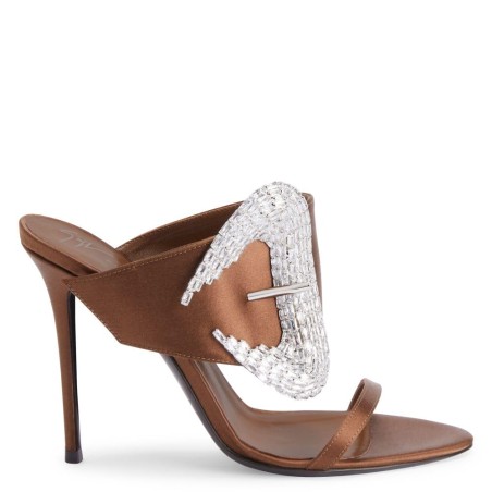 Rhinestone Buckle Satin Pointed Toe Stilettos