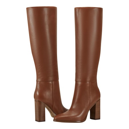 Women's Brown Plain Knee High Boots