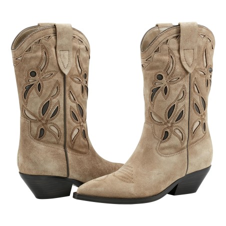 Women's Beige Striped Western Boots