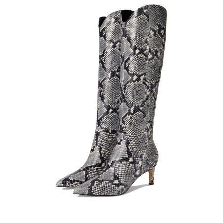Women's python print knee high boots