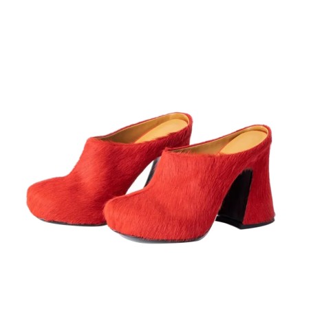 Women's Red Plush Slingback Sandals