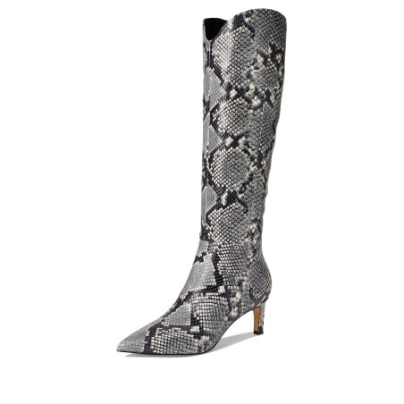 Women's python print knee high boots
