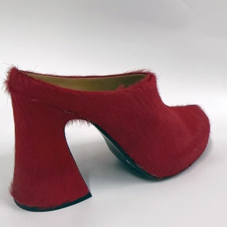 Women's Red Plush Slingback Sandals
