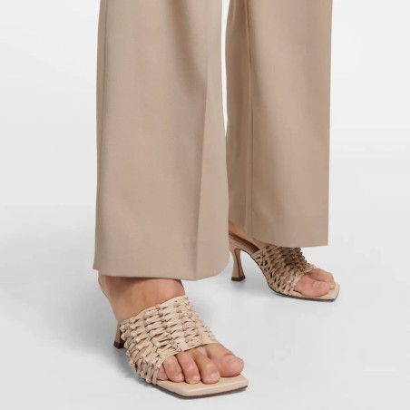 Women's Braided Leather Flare Heel Sandals