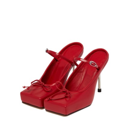 Women's bow square toe closed buckle high heels