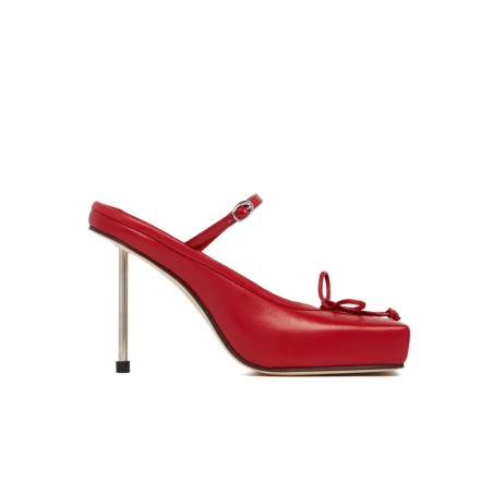 Women's bow square toe closed buckle high heels