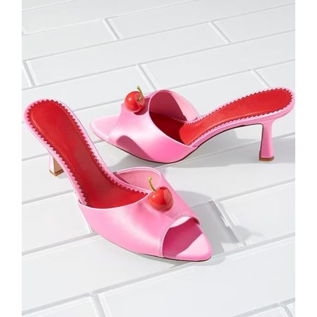 Women's Pointed Toe Cherry Decorated High Heels